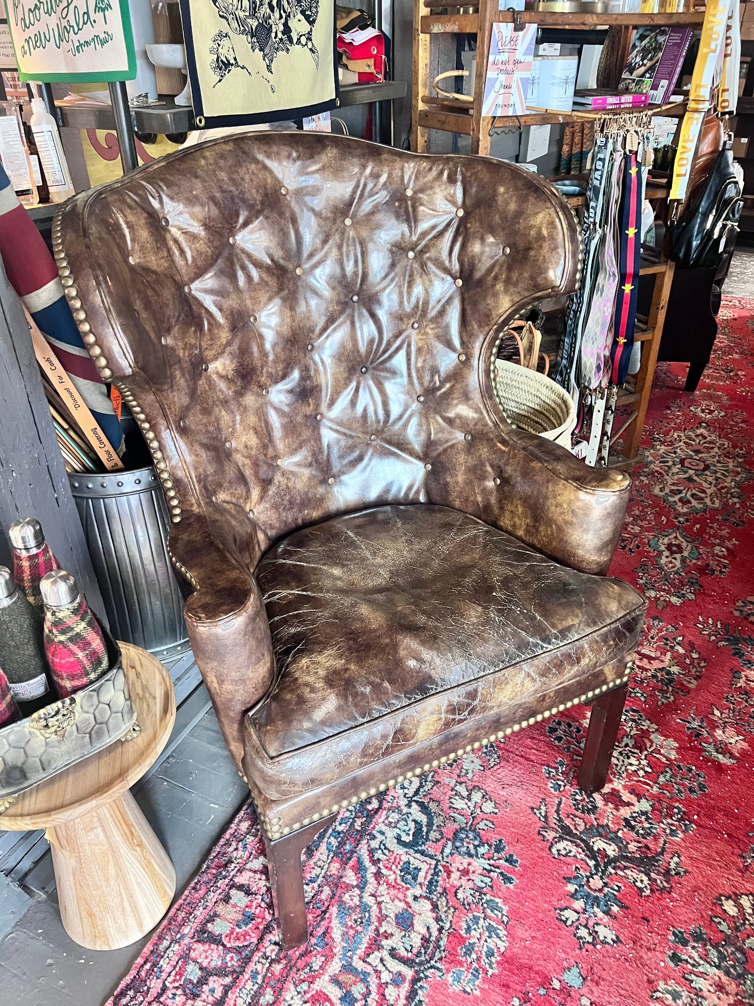 Brown Vintage Leather Wingback