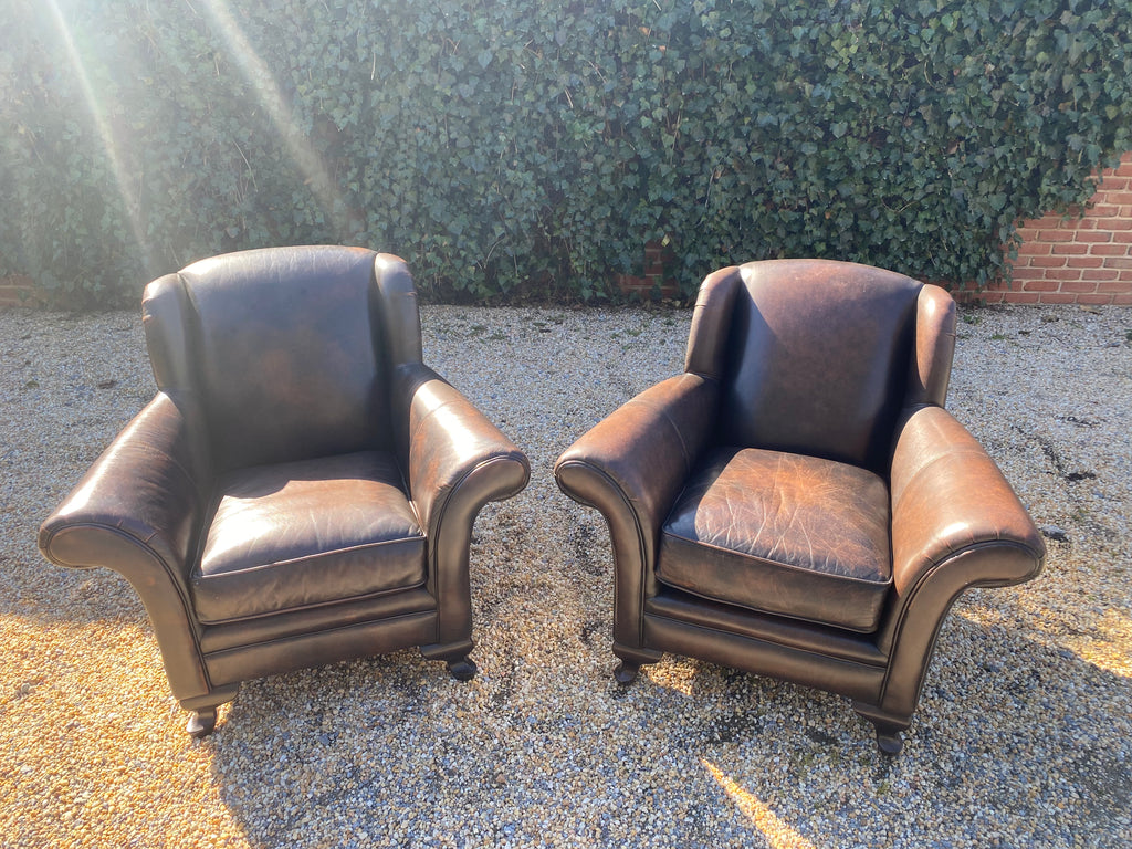 Rocky and Apollo - Brown Leather Chairs