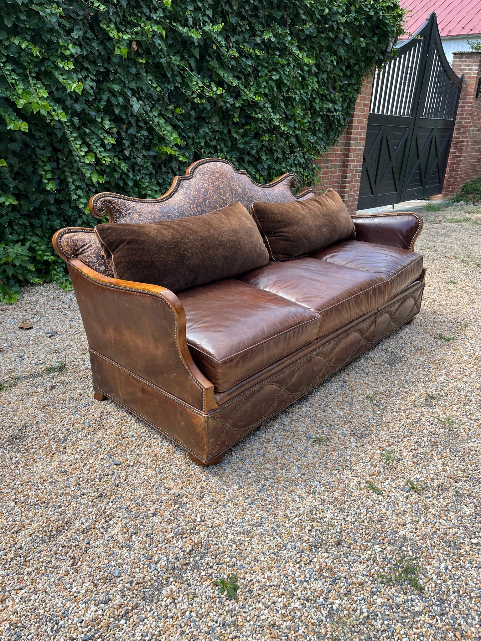 Edna Brown Leather Sofa