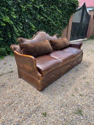 Edna Brown Leather Sofa