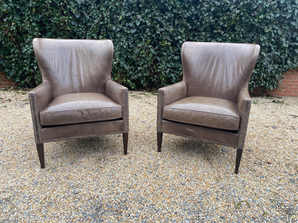 Evan and Oliver - Brown Leather Chairs